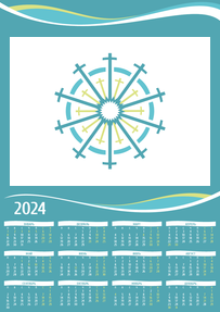 Вертикальные календари-постеры A4 - Абстракция - голубая