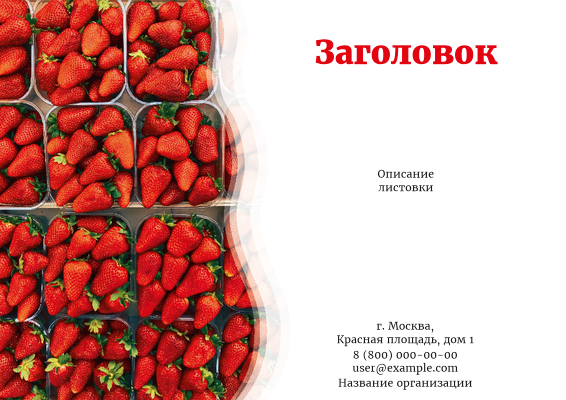 Горизонтальные листовки A4 - Ягоды клубники Лицевая сторона