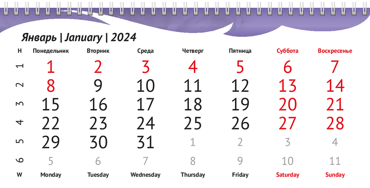 Квартальные календари - Подушки Январь